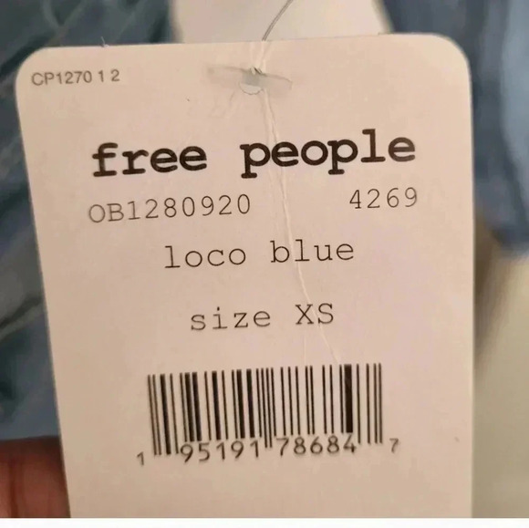 Free People Cotton Blend Loco Blue Button Down Oversized Marley Jumpsuit(XS)NWT - Picture 10 of 12